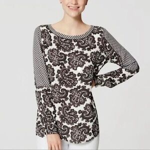 LOFT Elegant Black and White Paisley Women's Top. Size M